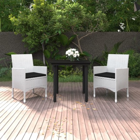 Set comedor de jardín 3 pzas y cojines ratán sintético y vidrio de vidaXL, Conjuntos de jardín - Ref: Foro24-3099697, Precio:...