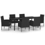 Juego de comedor para jardín 7 piezas negro de vidaXL, Conjuntos de jardín - Ref: Foro24-3099617, Precio: 587,99 €, Descuento: %