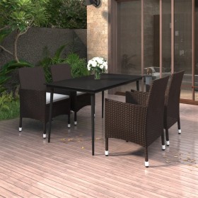 Garten-Essgruppe 5-teilig und Kissen aus synthetischem Rattan und Glas von vidaXL, Gartensets - Ref: Foro24-3099723, Preis: 3...