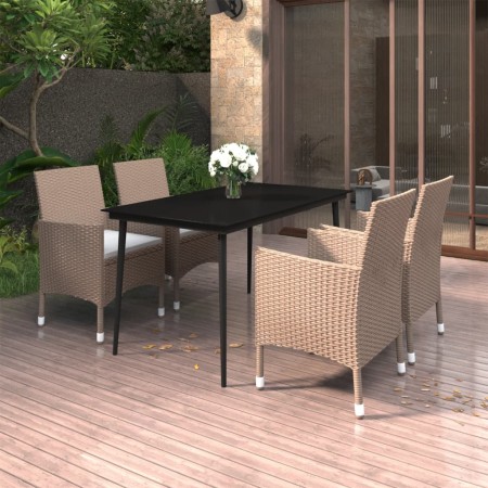 Garten Esstischgarnitur 5 Stück und Kissen aus synthetischem Rattan und Glas von vidaXL, Gartensets - Ref: Foro24-3099753, Pr...