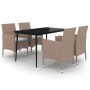 Set comedor de jardín 5 pzas y cojines ratán sintético y vidrio de vidaXL, Conjuntos de jardín - Ref: Foro24-3099753, Precio:...