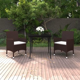 3-teilige Garten-Essgruppe mit Kissen aus synthetischem Rattan und Glas von vidaXL, Gartensets - Ref: Foro24-3099721, Preis: ...