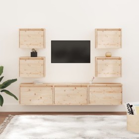 Muebles para TV 7 piezas madera maciza de pino de vidaXL, Muebles TV - Ref: Foro24-3100224, Precio: 251,87 €, Descuento: %