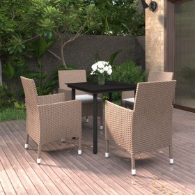 Garden dining set 5 pieces and black synthetic rattan cushions by vidaXL, Garden sets - Ref: Foro24-3099704, Price: 346,92 €,...