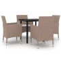 Set comedor de jardín 5 pzas y cojines ratán sintético negro de vidaXL, Conjuntos de jardín - Ref: Foro24-3099704, Precio: 34...