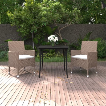 Set comedor de jardín 3 pzas y cojines ratán sintético y vidrio de vidaXL, Conjuntos de jardín - Ref: Foro24-3099751, Precio:...