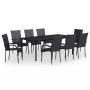 Juego de comedor para jardín 9 piezas negro de vidaXL, Conjuntos de jardín - Ref: Foro24-3099382, Precio: 644,98 €, Descuento: %