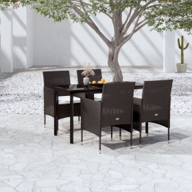 Juego de comedor de jardín 5 piezas con cojines negro de vidaXL, Conjuntos de jardín - Ref: Foro24-3099283, Precio: 336,32 €,...