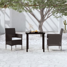 Juego de comedor de jardín 3 piezas con cojines negro de vidaXL, Conjuntos de jardín - Ref: Foro24-3099281, Precio: 213,99 €,...