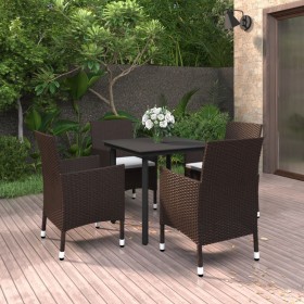 Garten-Essgruppe 5-teilig und Kissen aus synthetischem Rattan und Glas von vidaXL, Gartensets - Ref: Foro24-3099674, Preis: 3...