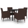 Set comedor de jardín 5 pzas y cojines ratán sintético y vidrio de vidaXL, Conjuntos de jardín - Ref: Foro24-3099674, Precio:...