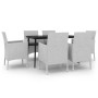 Set comedor de jardín 7 pzas y cojines ratán sintético y vidrio de vidaXL, Conjuntos de jardín - Ref: Foro24-3099748, Precio:...