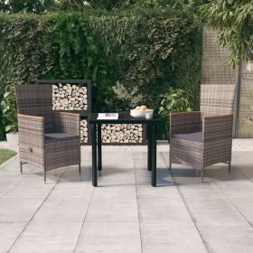 Juego de comedor de jardín 3 piezas con cojines gris de vidaXL, Conjuntos de jardín - Ref: Foro24-3099431, Precio: 400,99 €, ...