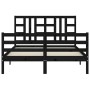 Bed frame with black solid wood headboard 160x200 cm by vidaXL, Beds and slatted bases - Ref: Foro24-3193935, Price: 156,25 €...