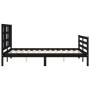 Bed frame with black solid wood headboard 160x200 cm by vidaXL, Beds and slatted bases - Ref: Foro24-3193935, Price: 156,25 €...