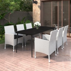 Set comedor de jardín 7 pzas y cojines ratán sintético y vidrio de vidaXL, Conjuntos de jardín - Ref: Foro24-3099749, Precio:...