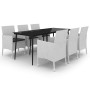 Set comedor de jardín 7 pzas y cojines ratán sintético y vidrio de vidaXL, Conjuntos de jardín - Ref: Foro24-3099749, Precio:...