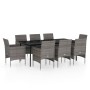 9-piece garden dining set with gray and black cushions by vidaXL, Garden sets - Ref: Foro24-3099316, Price: 767,99 €, Discoun...