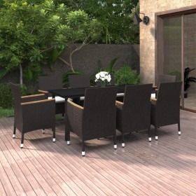 Garden dining set 9 pieces and synthetic rattan and glass cushions by vidaXL, Garden sets - Ref: Foro24-3099774, Price: 831,8...