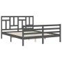 Double bed frame with gray solid wood headboard by vidaXL, Beds and slatted bases - Ref: Foro24-3194968, Price: 154,34 €, Dis...