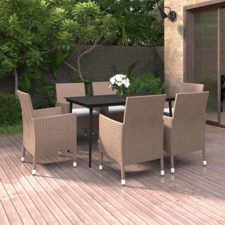 Garden dining set 7 pieces and synthetic rattan and glass cushions by vidaXL, Garden sets - Ref: Foro24-3099754, Price: 515,9...