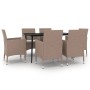 Set comedor de jardín 7 pzas y cojines ratán sintético y vidrio de vidaXL, Conjuntos de jardín - Ref: Foro24-3099754, Precio:...