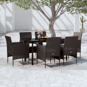 Juego de comedor de jardín 7 piezas con cojines negro de vidaXL, Conjuntos de jardín - Ref: Foro24-3099284, Precio: 473,99 €,...