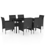 Juego de comedor de jardín 7 piezas con cojines negro de vidaXL, Conjuntos de jardín - Ref: Foro24-3099284, Precio: 461,03 €,...