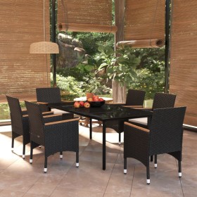 Juego de comedor de jardín 7 piezas con cojines negro de vidaXL, Conjuntos de jardín - Ref: Foro24-3099333, Precio: 608,99 €,...