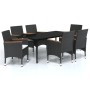 Juego de comedor de jardín 7 piezas con cojines negro de vidaXL, Conjuntos de jardín - Ref: Foro24-3099333, Precio: 608,99 €,...