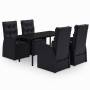 Juego de comedor de jardín 5 piezas con cojines negro de vidaXL, Conjuntos de jardín - Ref: Foro24-3099481, Precio: 724,68 €,...