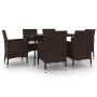 Set comedor de jardín 7 pzas y cojines ratán sintético y vidrio de vidaXL, Conjuntos de jardín - Ref: Foro24-3099724, Precio:...