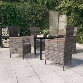 Juego de comedor de jardín 5 piezas con cojines gris de vidaXL, Conjuntos de jardín - Ref: Foro24-3099432, Precio: 710,99 €, ...