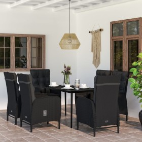 Juego de comedor de jardín 7 piezas con cojines negro de vidaXL, Conjuntos de jardín - Ref: Foro24-3099369, Precio: 1,00 €, D...