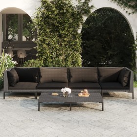 Gartensofa 5 Stück und Kissen dunkelgrau synthetisches Rattan von vidaXL, Gartensets - Ref: Foro24-3099817, Preis: 345,37 €, ...