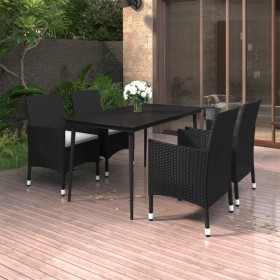 Garten-Essgruppe 5-teilig und Kissen aus synthetischem Rattan und Glas von vidaXL, Gartensets - Ref: Foro24-3099729, Preis: 3...