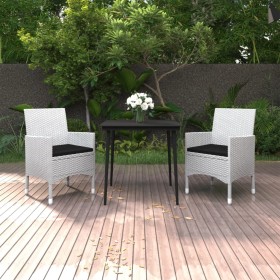 Set comedor de jardín 3 pzas y cojines ratán sintético y vidrio de vidaXL, Conjuntos de jardín - Ref: Foro24-3099745, Precio:...