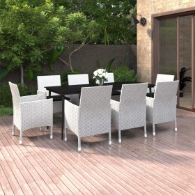 Set comedor de jardín 9 pzas y cojines ratán sintético y vidrio de vidaXL, Conjuntos de jardín - Ref: Foro24-3099750, Precio:...