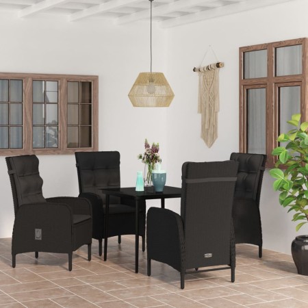 Juego de comedor de jardín 5 piezas con cojines negro de vidaXL, Conjuntos de jardín - Ref: Foro24-3099366, Precio: 723,91 €,...