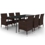 Set comedor de jardín 7 pzas y cojines ratán sintético y vidrio de vidaXL, Conjuntos de jardín - Ref: Foro24-3099725, Precio:...