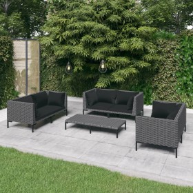 7-teilige Gartensofas und dunkelgraue Kissen aus synthetischem Rattan von vidaXL, Gartensets - Ref: Foro24-3099831, Preis: 47...