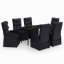 Juego de comedor de jardín 7 piezas con cojines negro de vidaXL, Conjuntos de jardín - Ref: Foro24-3099482, Precio: 1,00 €, D...