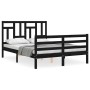 Estructura cama de matrimonio con cabecero madera maciza negra de vidaXL, Camas y somieres - Ref: Foro24-3194935, Precio: 138...