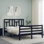 Estructura cama de matrimonio con cabecero madera maciza negra de vidaXL, Camas y somieres - Ref: Foro24-3194935, Precio: 138...