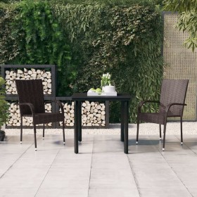 Dreiteiliges Garten-Essset in Braun und Schwarz von vidaXL, Gartensets - Ref: Foro24-3099383, Preis: 171,30 €, Rabatt: %