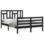 Estructura cama de matrimonio con cabecero madera maciza negra de vidaXL, Camas y somieres - Ref: Foro24-3194935, Precio: 138...