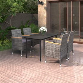 Set comedor de jardín 5 pzas y cojines ratán sintético y vidrio de vidaXL, Conjuntos de jardín - Ref: Foro24-3099777, Precio:...