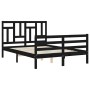 Estructura cama de matrimonio con cabecero madera maciza negra de vidaXL, Camas y somieres - Ref: Foro24-3194935, Precio: 138...