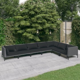 7-teilige Gartensofas und dunkelgraue Kissen aus synthetischem Rattan von vidaXL, Gartensets - Ref: Foro24-3099844, Preis: 58...