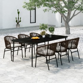 Juego de comedor de jardín 7 piezas marrón de vidaXL, Conjuntos de jardín - Ref: Foro24-3099249, Precio: 755,99 €, Descuento: %